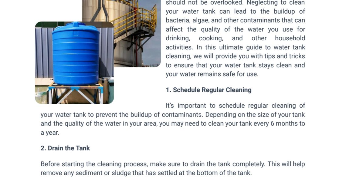 Ensuring Water Safety with Water Tanks: A Comprehensive Guide
